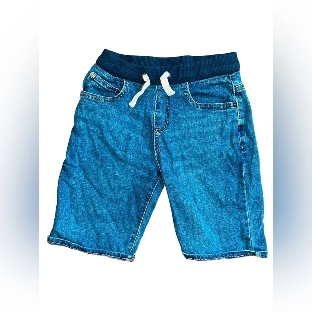 The Children’s Place Boys Size 10 Blue Denim Bermuda Shorts • Ribbed Waist • GUC